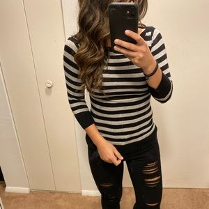 Gray and black striped Forever21 sweater